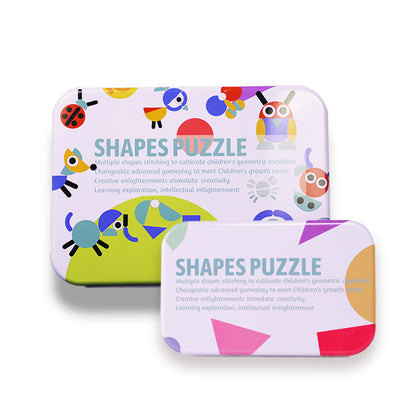 Geometry Puzzle Tangram Set in Iron Box