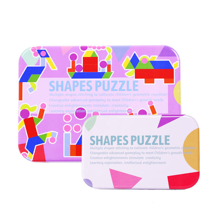 Geometry Puzzle Tangram Set in Iron Box