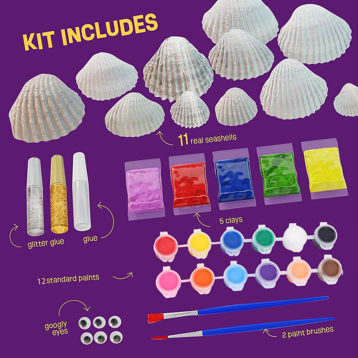 Seashell Painting Kit for Kids - Art and Craft Gift Kit