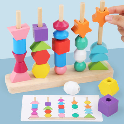 Children's geometric wooden beaded five-piece set