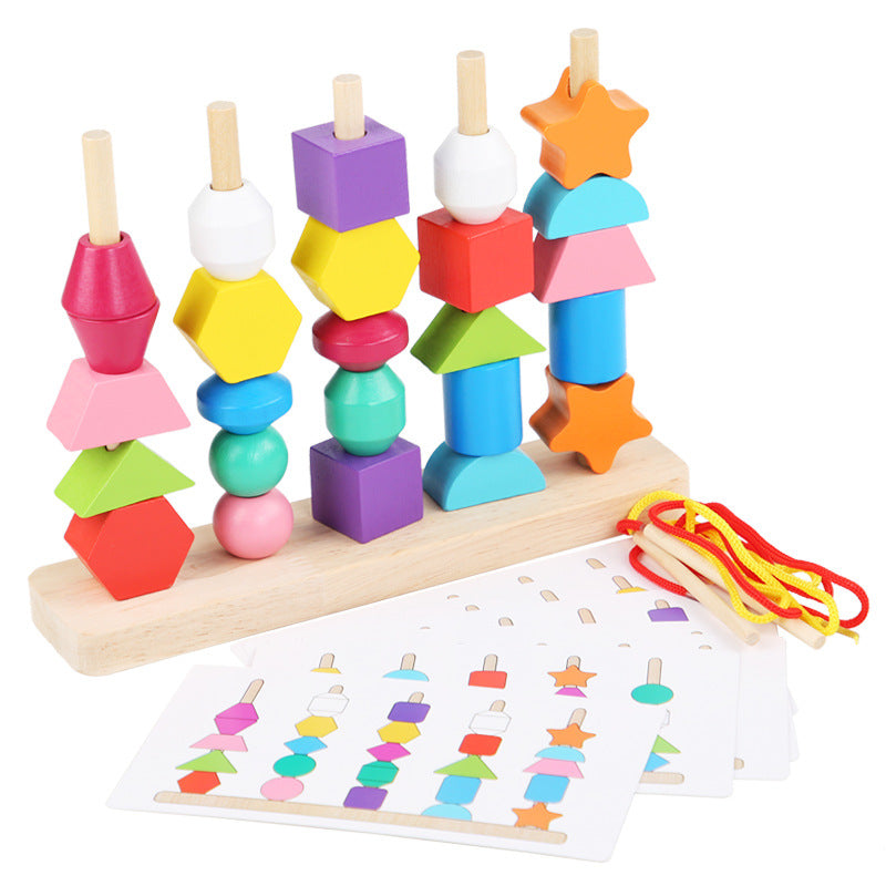 Children's geometric wooden beaded five-piece set