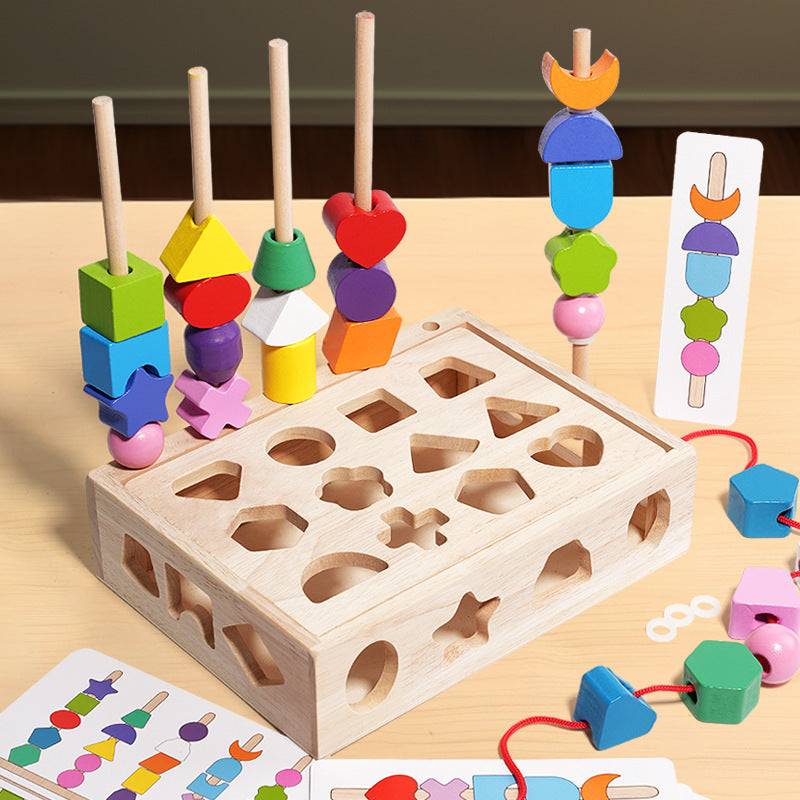 Children's geometric wooden beaded five-piece set