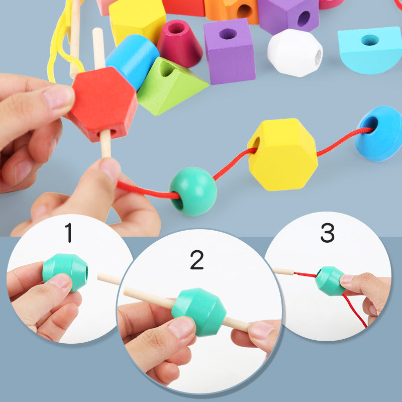 Children's geometric wooden beaded five-piece set