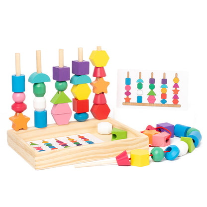 Children's geometric wooden beaded five-piece set