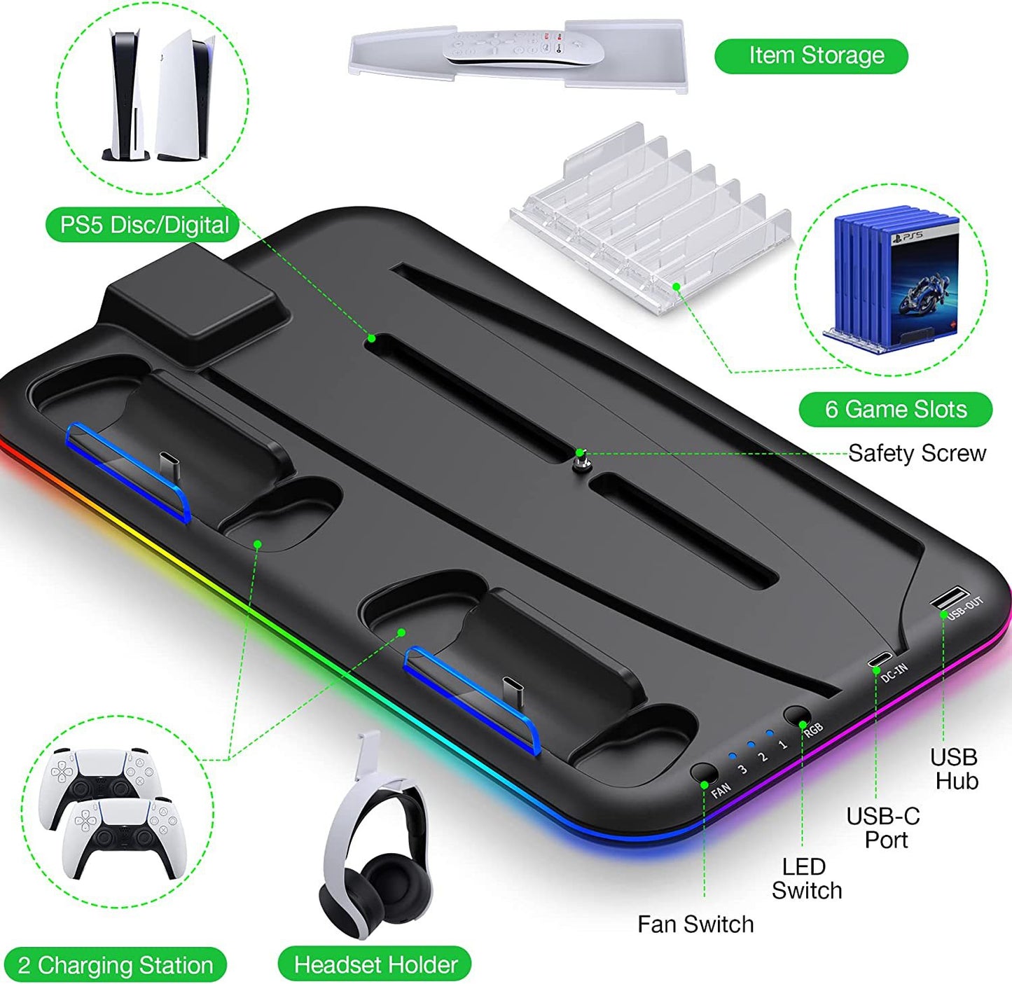 PS5 Slim Charging and Cooling Station